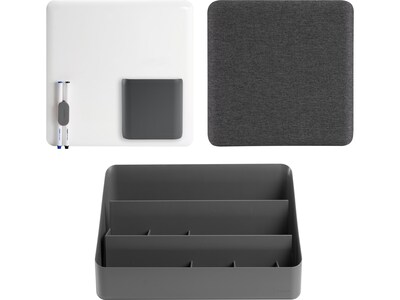 Poppin WFH 3-Compartment Plastic Wall and Desk Organizer Set, Dark Gray/White (108016)