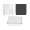 Poppin WFH 3-Compartment Plastic Wall and Desk Organizer Set, White/Dark Gray/Blush (108018)