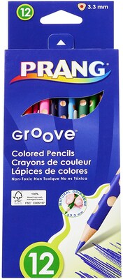 Prang Groove Slim Colored Pencils, Assorted Colors, 12/Set