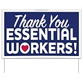 Deluxe Thank You Essential Workers Yard Sign, 16 x 26, with Wire, 50/Pack