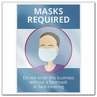 Deluxe Masks Required, Window Cling, 10 x 14 , 5/Pack (N0133)