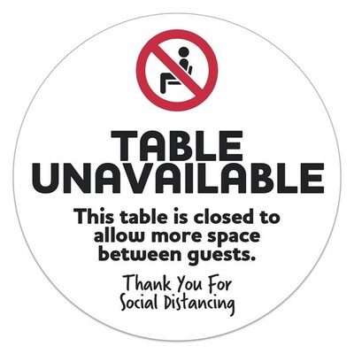 Deluxe Social Distancing Table Sticker Circle, 8 Circle,  25/Pack