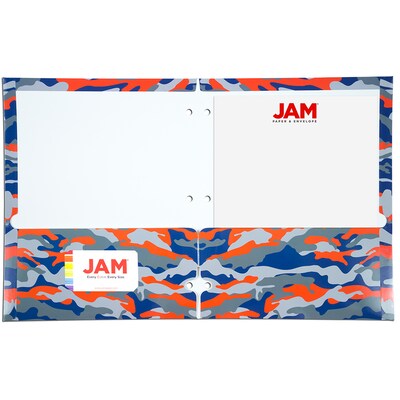 JAM Paper Glossy 3-Hole Punched 2-Pocket Folders, Multicolored, Assorted Camo, 6/Pack (31237922)