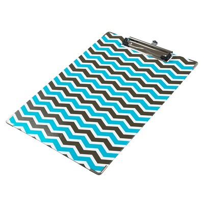 JAM Paper Hardboard Clipboard, Letter Size, Black and Blue Chevron (340937942)