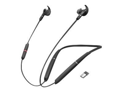 Jabra Evolve 65E MS Wireless Stereo Headset, Behind-The-Neck, Black (6599-623-109)