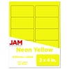 JAM Paper Laser/Inkjet Shipping Labels, 2 x 4, Neon Yellow, 10 Labels/Sheet, 12 Sheets/Pack, 120 L