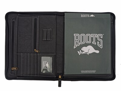 ROOTS Executive Padfolio with Zipper Closure, Black (RQ9PF-25)