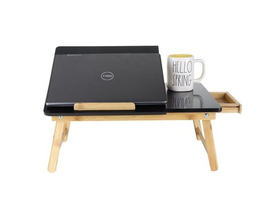 Mind Reader Bali Collection 21.25" x 13.19" Bamboo Lap Desk, Black (BEDTRAYBM-BLK)