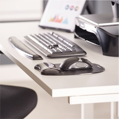 Fellowes Crystal Gel Mouse Pad/Wrist Rest Combo, Non-Skid Base, Black (9112101)