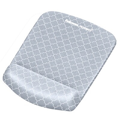 Fellowes PlushTouch Foam Mouse Pad/Wrist Rest Combo, Gray Lattice (9549701)