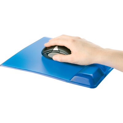 Fellowes Wrist Support Gel Mouse Pad/Wrist Rest Combo, Blue (9182201)