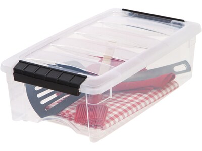 Iris Stackable Clear Storage Boxes 22 x 16 12 x 13 Clear Black