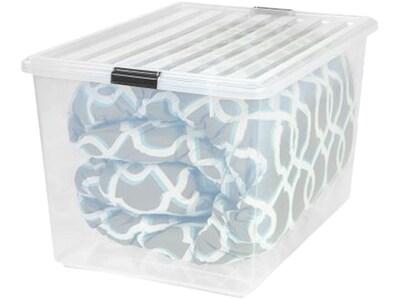 Iris USA 53 Quart Stackable Plastic Storage Bins with Lids and Latching Buckles, 4 Pack Clear, Containers with Lids and Latches