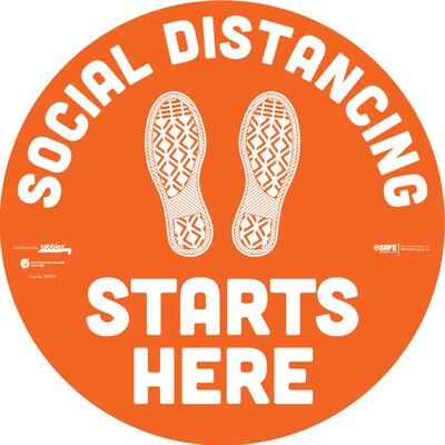 BeSafe Messaging Social Distancing Floor Decal 12x12 Social Distancing Starts Here Footprints (290
