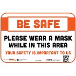 BeSafe Messaging Social Distancing Repositionable Wall Decal 6x9 Please Wear a Mask While In This