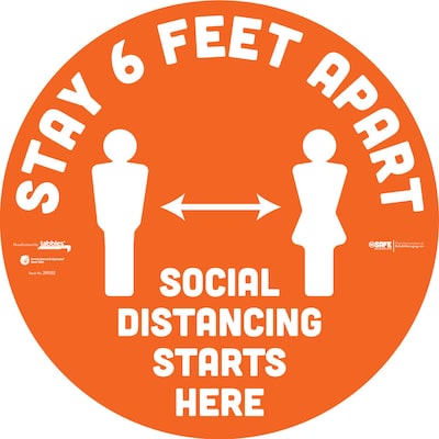 BeSafe Messaging Social Distancing Floor Decal 12x12 Stay  Feet Apart 6PK (29002)