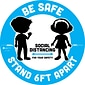 BeSafe Messaging Social Distancing Floor Decal 12"x12" Kid Silhoutte, Be Safe, Stand 6FT Apart 6/Pack (2951)