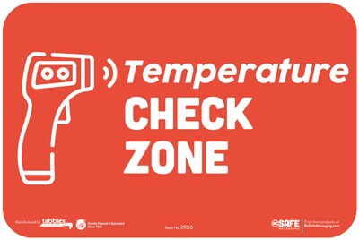 BeSafe Messaging Social Distancing Repositionable Wall Decal 9x6 Temperature Check Zone 3/Pack (29510)