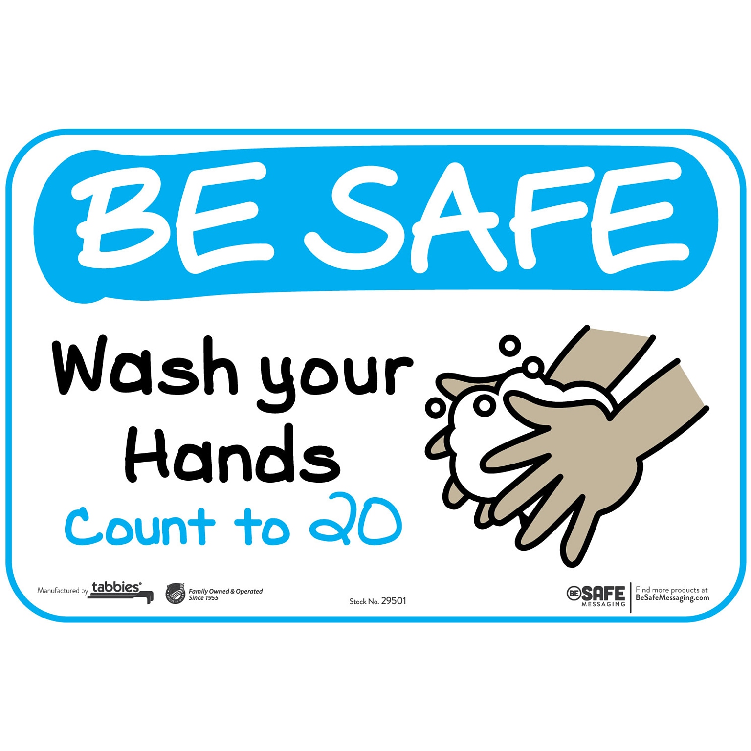 BeSafe Messaging Social Distancing Repositionable Wall Decal 6x9 Wash Your Hands Count to 20 3/Pack (29501)