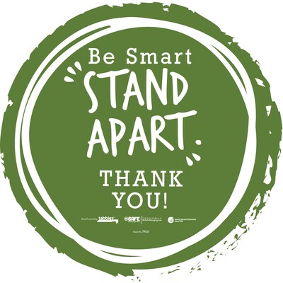 BeSafe Messaging Social Distancing Floor Decals 12x12 Be Smart Stay Apart 6/Pack (79021)