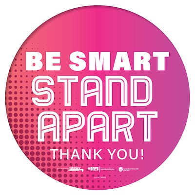 BeSafe Messaging Social Distancing Floor Decal 12x12 Be Smart Stay Apart (79023)