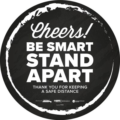 BeSafe Messaging Social Distancing Floor Decal 12x12 Cheers! Be Smart Stay Apart 6/Pack (79085)