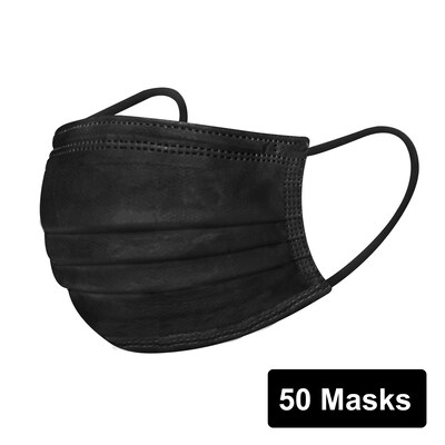 Disposable Earloop Face Mask, Black, 50/Box (FIK0962R)