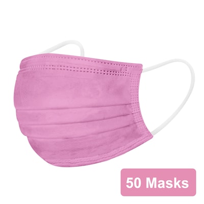 Disposable Earloop Face Mask, Pink, 50/Box (FIK0962R)