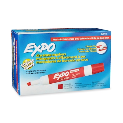 Expo Dry Erase Markers, Chisel Tip, Red, 12/Pack (80002)