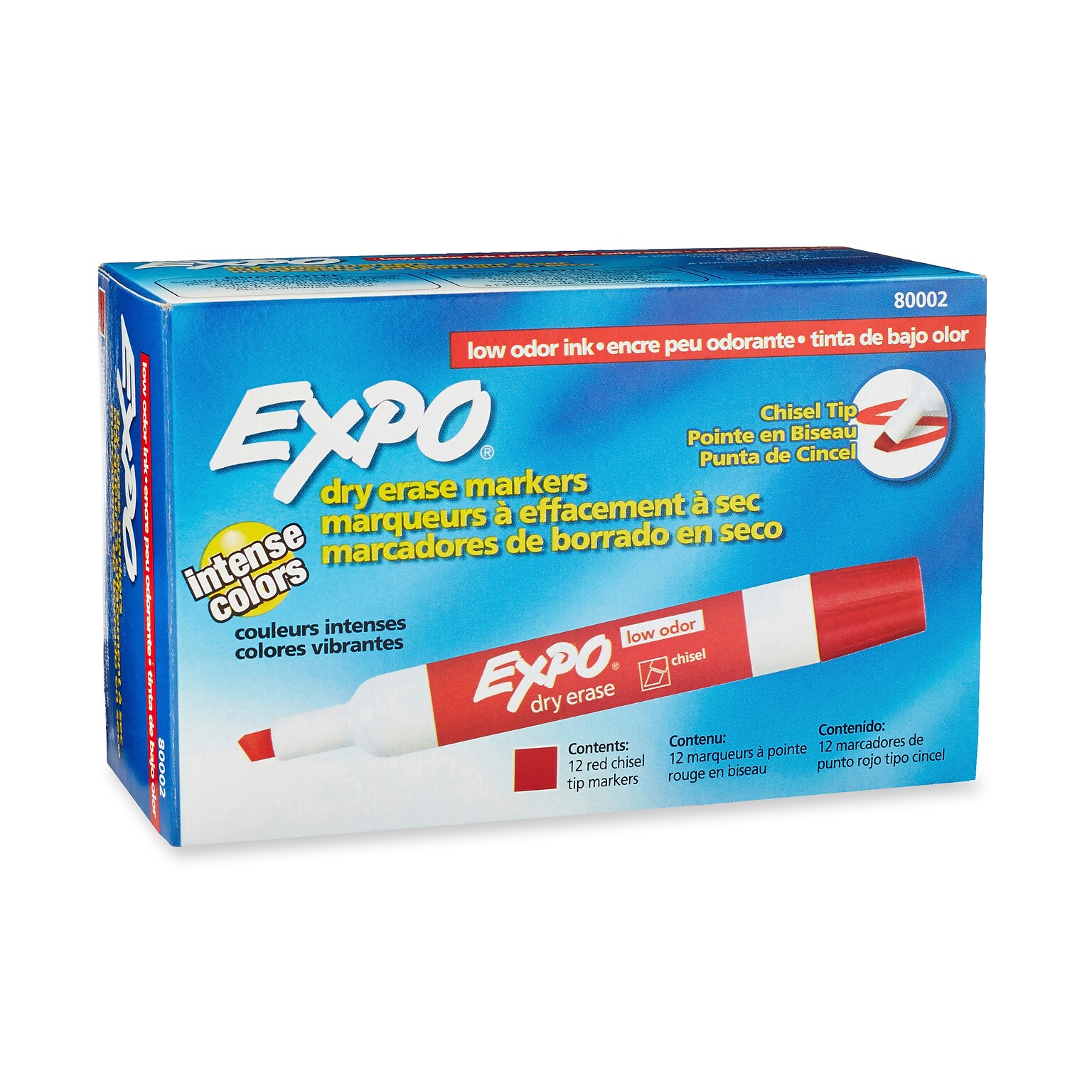 Expo Tank Dry Erase Markers, Chisel Tip, Red, 12/Pack (80002)