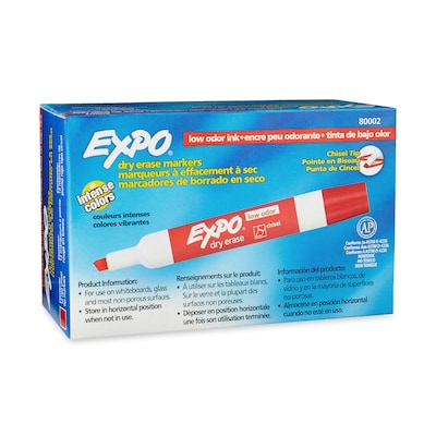 Expo Tank Dry Erase Markers, Chisel Tip, Red, 12/Pack (80002)