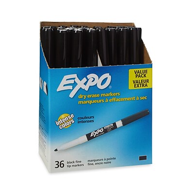 Expo Low Odor Dry Erase Marker, Fine Point, Black Ink, 36/Box (1921062)