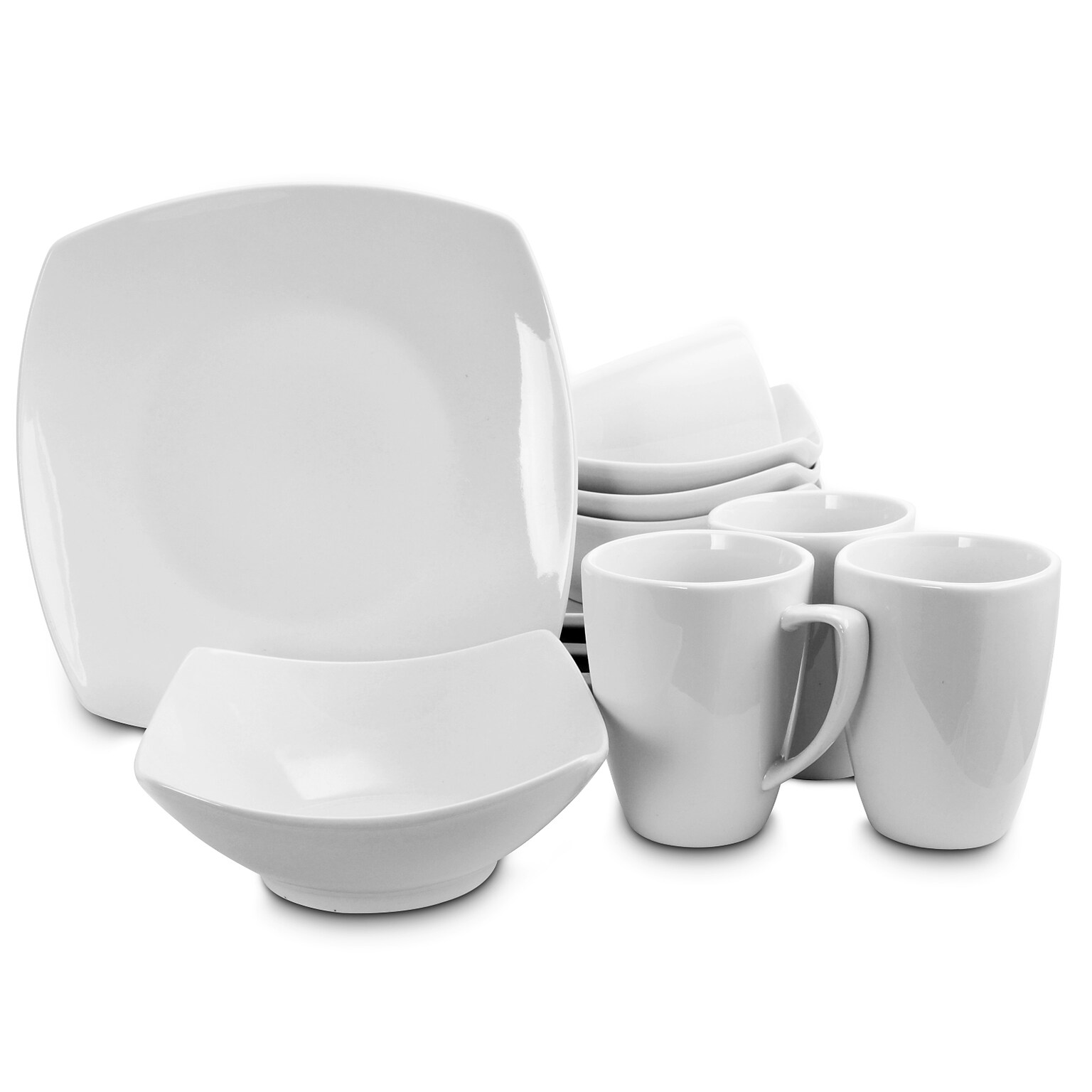 Gibson Home Zen Buffetware Square 12 Piece Dinnerware Set (118325.12)
