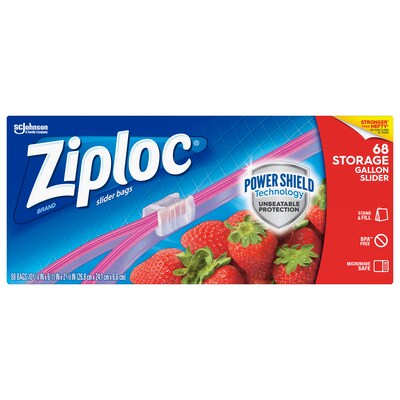 Ziploc Slider Storage Bags, Gallon, 68/Carton (316489)