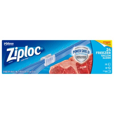 Ziploc Slider Freezer Bags, Gallon, 24/Carton (316485)