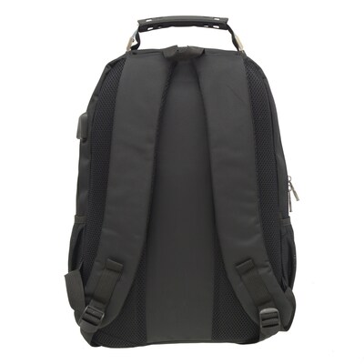 Club Rochelier Backpack with USB port and Charger, Solid, Black (CRBP125-17-DNU)