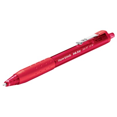 Paper Mate InkJoy 300 RT Retractable Ballpoint Pen, Medium Point, Red Ink, Dozen (1951258)