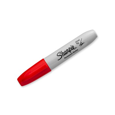 Sharpie Permanent Markers, Chisel Tip, Red, 12/Pack (38202)