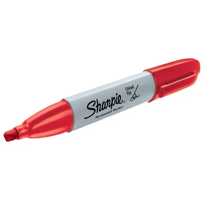 Sharpie Permanent Markers, Chisel Tip, Red, 12/Pack (38202)