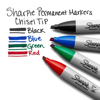 Sharpie Permanent Markers, Chisel Tip, Red, 12/Pack (38202)