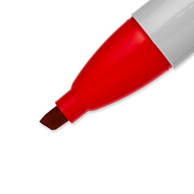 Sharpie Permanent Markers, Chisel Tip, Red, 12/Pack (38202)