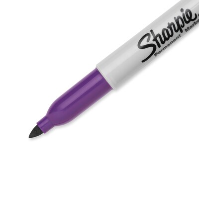 Sharpie Permanent Markers, Fine Tip, Purple, 12/Pack (30008)