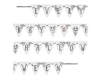 Amscan Halloween Pennant Banner, White/Black (122052)