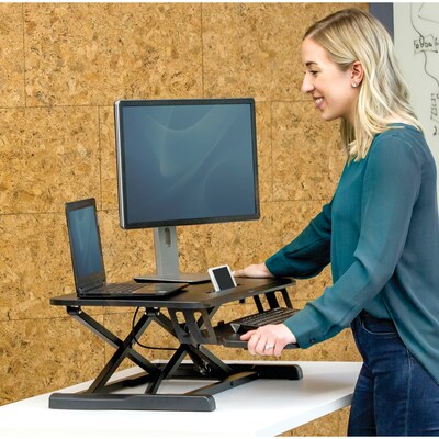 Fellowes Corsivo 32"W Manual Adjustable Standing Desk Converter, Black (8091001)