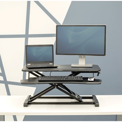 Fellowes Corsivo 32"W Manual Adjustable Standing Desk Converter, Black (8091001)
