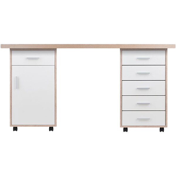 Winsome Kenner 57 Workstation Desk, Reclaimed Wood/White (18350)