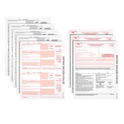 TOPS 2020 1099-NEC 5-Part Laser/Inkjet Tax Form Kit, 50/Pack (22993NECQ)