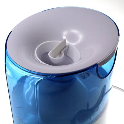 Crane Warm Mist Tabletop Humidifier, 0.5-Gallon, For Rooms 250 sq. ft., Blue/White (EE-5202H)