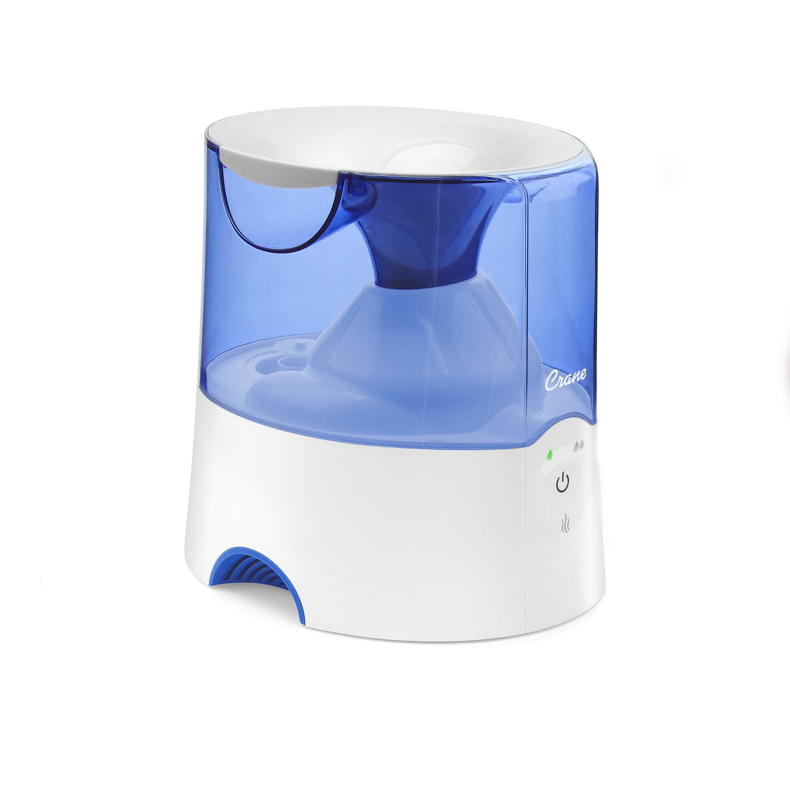 Crane Warm Mist Tabletop Humidifier, 0.5-Gallon, For Rooms 250 sq. ft., Blue/White (EE-5202H)