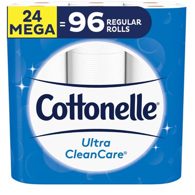 Cottonelle Ultra CleanCare 1-Ply Toilet Paper, White, 340 Sheets/Roll, 24 Rolls/Case (47515)